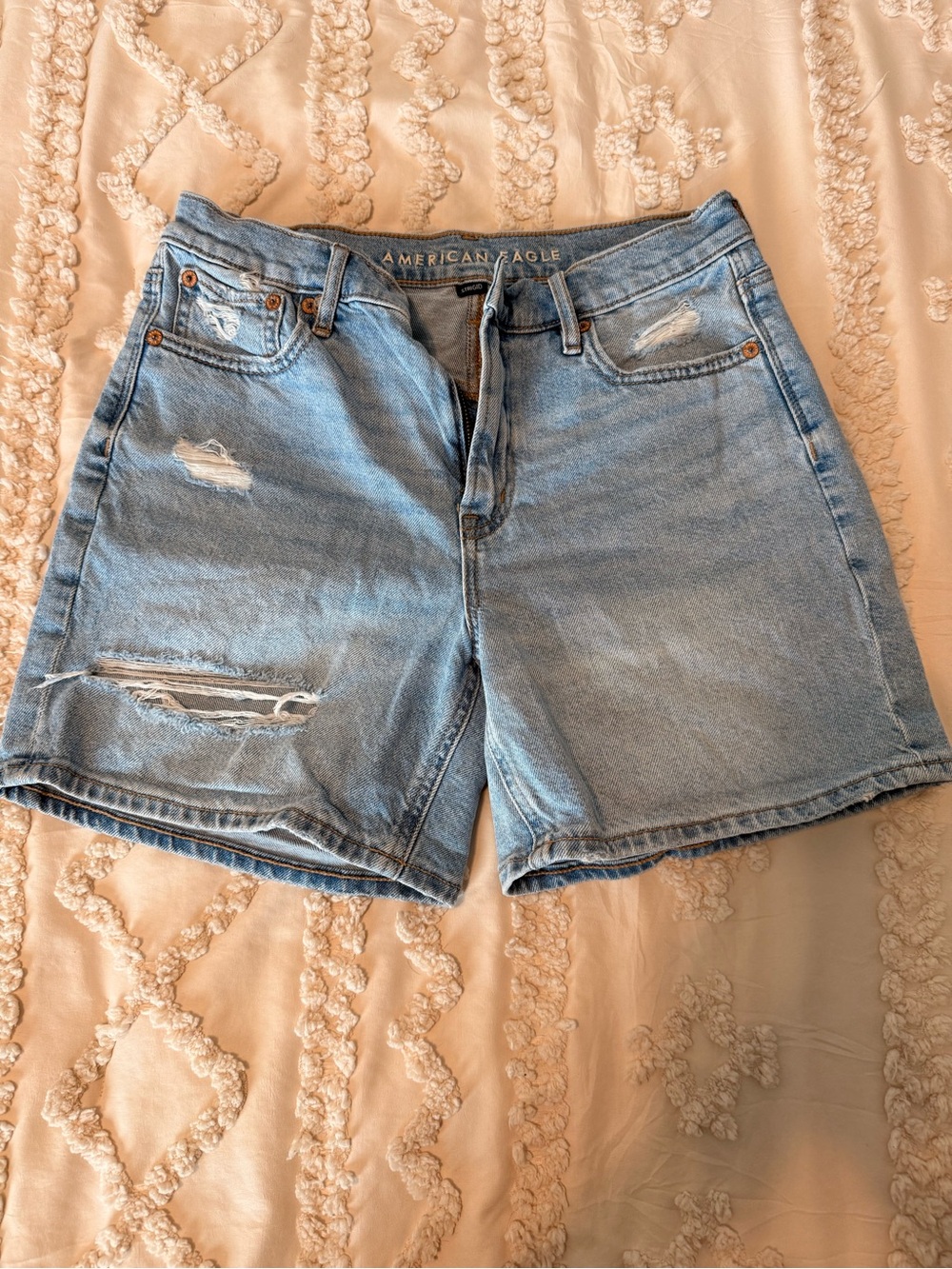 American Eagle Outfitters Light Wash Distressed Denim Shorts